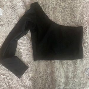 Forever 21 Black One Shoulder Crop Top